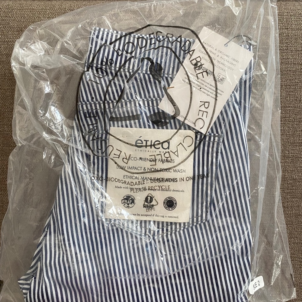 Etica blue and white striped pants size 2
